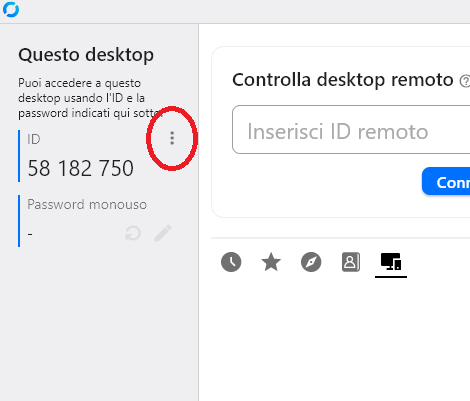 Icona tre puntini in RustDesk